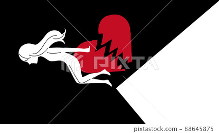 Abstract illustration of suicide image of a woman throwing herself and a broken heart Abstract illustration of suicide image of a woman throwing herself and a broken heart 88645875