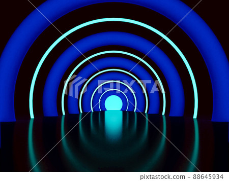 A tunnel of blue light circles. Blue black hole 88645934
