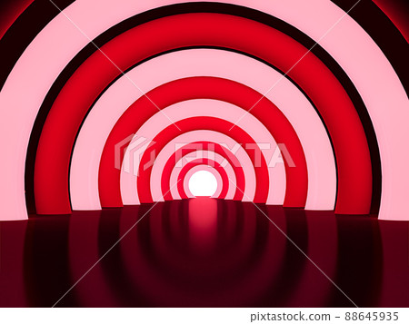 A tunnel of red circles of light. Red black hole 88645935