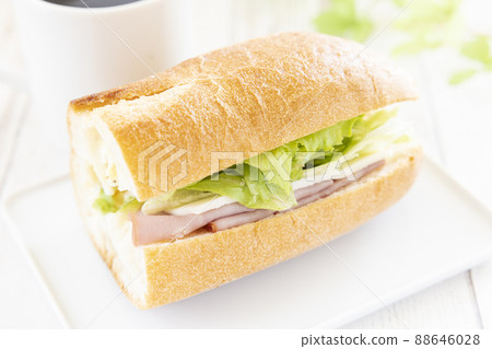 Delicious French bread sand and hot coffee Delicious French bread sand and hot coffee 88646028