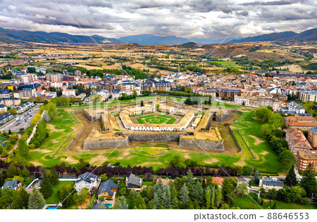 Aerial view Jaca Citadel in Huesca, Spain Aerial view Jaca Citadel in Huesca, Spain 88646553