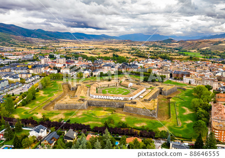Aerial view Jaca Citadel in Huesca, Spain Aerial view Jaca Citadel in Huesca, Spain 88646555