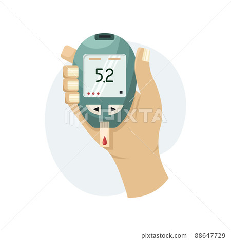 Vector illustration of a device for measuring blood sugar levels at home. Glucose meter for diabetics. Flat style Vector illustration of a device for measuring blood sugar levels at home. Glucose meter for diabetics. Flat style 88647729
