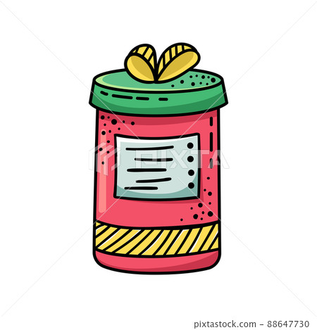 Doodle illustrations of beautiful gift boxes. A gift packed in a beautiful box with a ribbon. 88647730