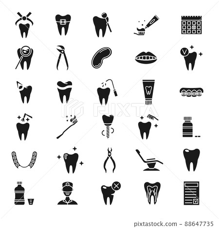 Set of simple dentistry icons. Dental flat vector elements. Set of simple dentistry icons. Dental flat vector elements. 88647735