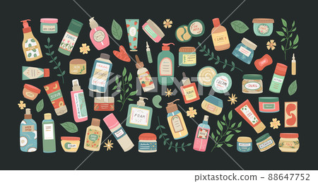 Vector set of cosmetics for face and body care. Beauty industry, home care. Vector set of cosmetics for face and body care. Beauty industry, home care. 88647752