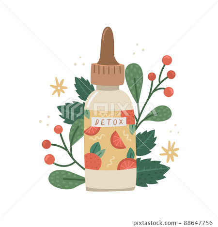 Vector illustration of facial care serum with botanical decor. Beauty Industry Vector illustration of facial care serum with botanical decor. Beauty Industry 88647756