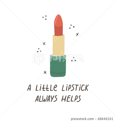 Vector illustration of red lipstick with lettering - a little lipstick always helps. 88648101