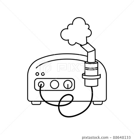 Vector illustration of a compressor nebulizer. A medical device for the treatment of lungs. Outline 88648133