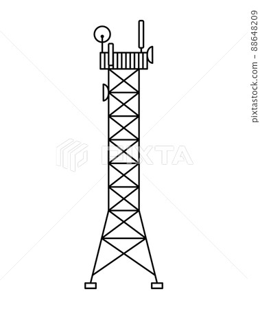 Vector illustration of a cellular communication tower. 5G, 4g signal distribution. The Internet. Modern technologies 88648209
