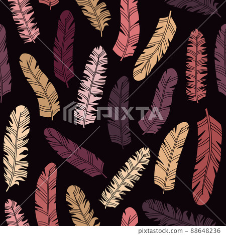 Vector seamless pattern in boho style with feathers in the simple style. Vector seamless pattern in boho style with feathers in the simple style. 88648236