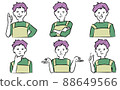 Facial expressions and pose variations of men wearing an apron 88649566