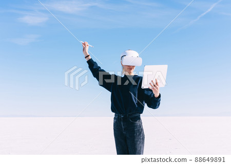 Busy woman with drawing pad Busy woman with drawing pad 88649891