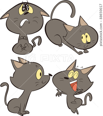 Black cat facial expression set 88650017