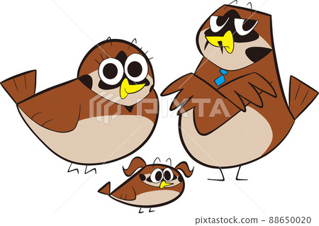 爸爸、媽媽和孩子的麻雀家庭 88650020