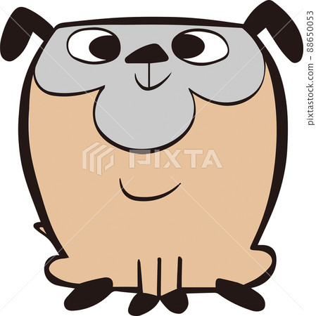 Pug dog sitting and smiling Pug dog sitting and smiling 88650053