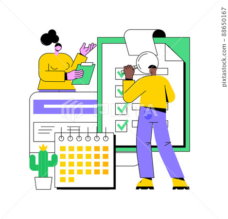 Project delivery abstract concept vector illustration. Project planning, successful management, time and budget, customer expectations, helpdesk software, task requirements abstract metaphor. 88650167