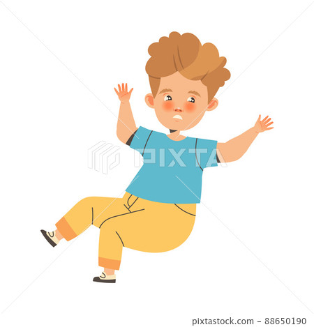 Noisy Little Boy with Raised Hands Claiming Attention Vector Illustration 88650190