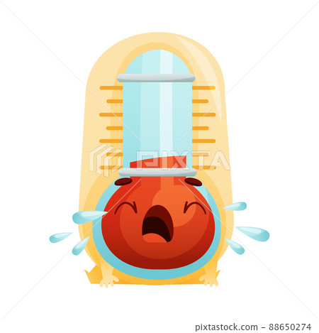 Cartoon Thermometer Character Crying Out Loud Shedding Tears Vector Illustration. Cartoon Thermometer Character Crying Out Loud Shedding Tears Vector Illustration. 88650274