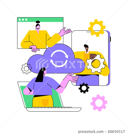 Unified communication abstract concept vector illustration. Enterprise communications platform, consistent unified user interface, framework for real-time audio video integration abstract metaphor. 88650317