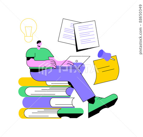Copywriting abstract concept vector illustration. Commercial journalism, copywriting service, content generation, professional freelance writer, writing article, corporate text abstract metaphor. 88650349