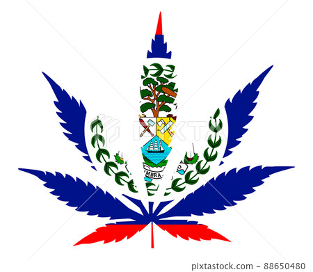 Cannabis leaf flag. The concept of legalization of marijuana, cannabis to Belize 88650480