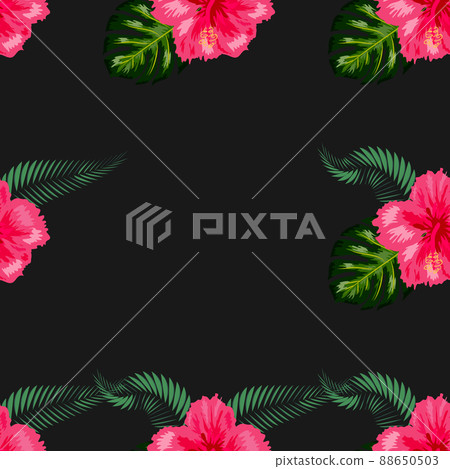Seamless pattern of leaves monstera, flowers, tropical leaves of palm tree. background. 88650503