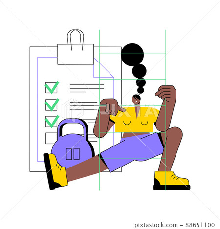 Fitness clubs and gyms pandemic regulations abstract concept vector illustration. Covid19 business restrictions ease, social distancing, clean equipment, training session abstract metaphor. Fitness clubs and gyms pandemic regulations abstract concept vector illustration. Covid19 business restrictions ease, social distancing, clean equipment, training session abstract metaphor. 88651100