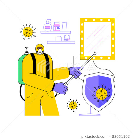 Beauty salons sanitation abstract concept vector illustration. Hair and nail salons, fully sanitize after each client visit, disposable supplies, social distance, wipe surface abstract metaphor. Beauty salons sanitation abstract concept vector illustration. Hair and nail salons, fully sanitize after each client visit, disposable supplies, social distance, wipe surface abstract metaphor. 88651102