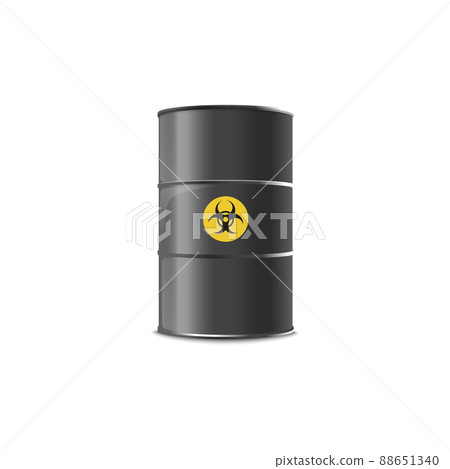 Metal barrel with biohazard sign realistic mockup vector illustration isolated. Metal barrel with biohazard sign realistic mockup vector illustration isolated. 88651340
