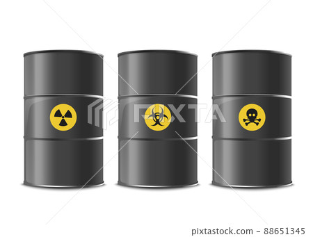 Barrels for toxic and radioactive waste, realistic vector illustration isolated. Barrels for toxic and radioactive waste, realistic vector illustration isolated. 88651345