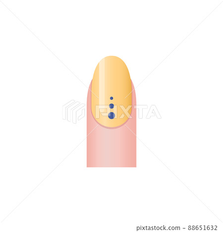 Nail sticker with geometric dots on yellow nail polish, 3d vector illustration isolated on white background. Nail sticker with geometric dots on yellow nail polish, 3d vector illustration isolated on white background. 88651632