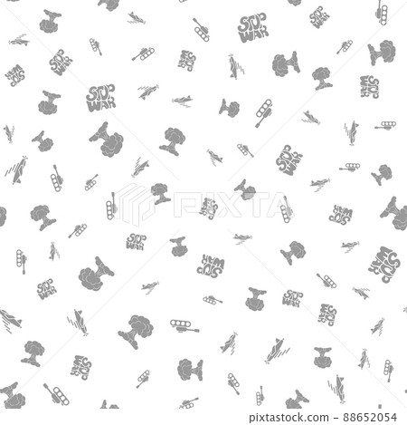 STOP WAR - vector seamless pattern of inscription doodle handwritten on theme of world peace. Anti-war background 88652054