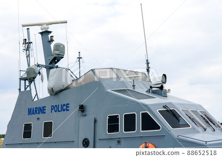 closeup of a hull fragment of a naval police ship closeup of a hull fragment of a naval police ship 88652518