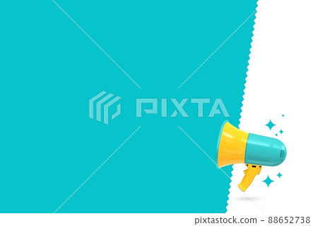 Loudspeaker on banner template with blank space for text. Important message announcement poster layout in promotional marketing concept for business and commercial use vector illustration Loudspeaker on banner template with blank space for text. Important message announcement poster layout in promotional marketing concept for business and commercial use vector illustration 88652738