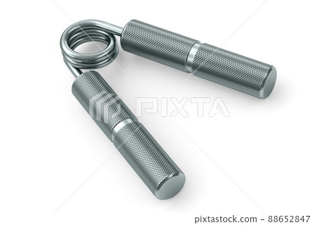 Iron hand expander or resistance band isolated on white background. 3d rendering of sport equipment for fitness, trx and powerlifting 88652847
