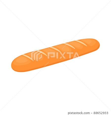 White long bread loaf, french baguette. Bakery product, vector illustration 88652933