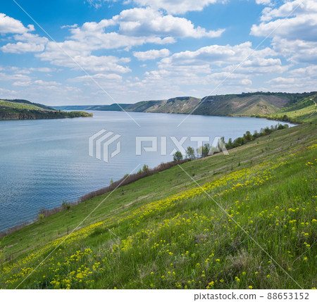Amazing spring view on the Dnister River Canyon, Chernivtsi region, Ukraine. 88653152