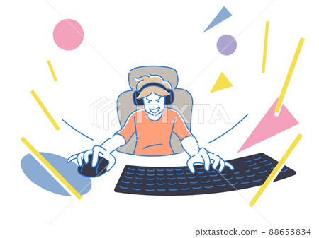 一個人玩在線遊戲電子競技的插圖 一個人玩在線遊戲電子競技的插圖 88653834
