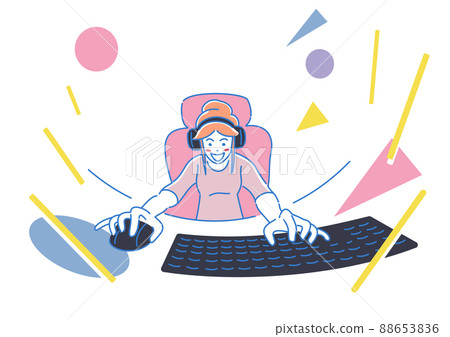 Illustration of a person playing an online game e-sports 88653836