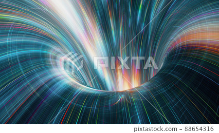 Spacetime Scifi Digital Arts concept distortion warp on space bended curved as hole 3d render 88654316