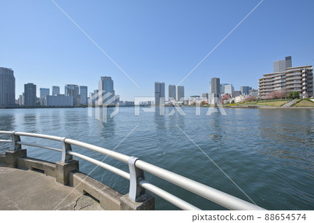 A view of Harumi from Etchujima Park in Tokyo A view of Harumi from Etchujima Park in Tokyo 88654574