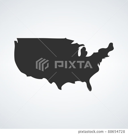 Map of the USA in black color. Country of America vector symbol. Stock vector illustration isolated on white background. Map of the USA in black color. Country of America vector symbol. Stock vector illustration isolated on white background. 88654728