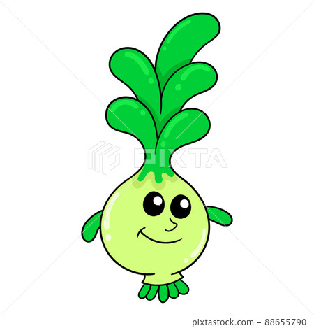 fresh green lettuce vegetables happy face, doodle icon image kawaii 88655790