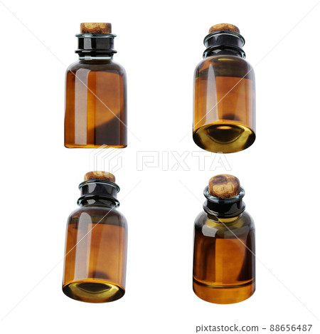 Medicine glass bottle 3D icon. Pharmacy or cosmetics product mockup high quality 3D render 88656487