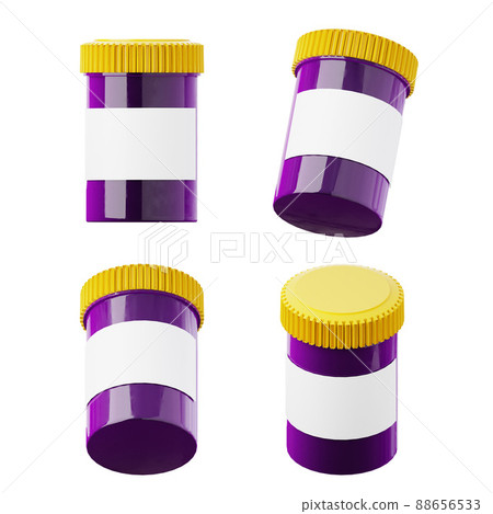 Pharmaceutical plastic pill jar 3D render icon. Medical marijuana CBD oil products pack concept Pharmaceutical plastic pill jar 3D render icon. Medical marijuana CBD oil products pack concept 88656533