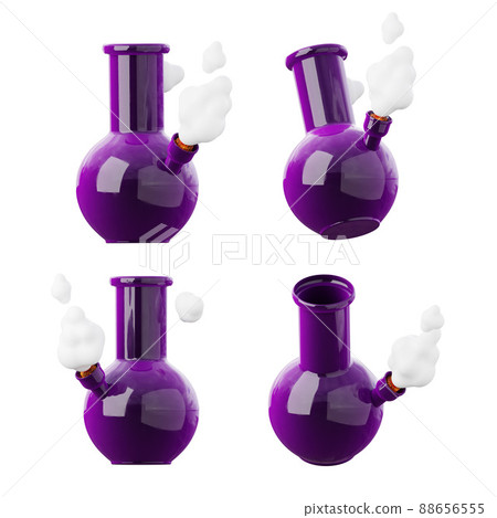 Smoking glass bong with medical marijuana 3D icon. Growing hemp, legal cannabis, recreational weed 88656555