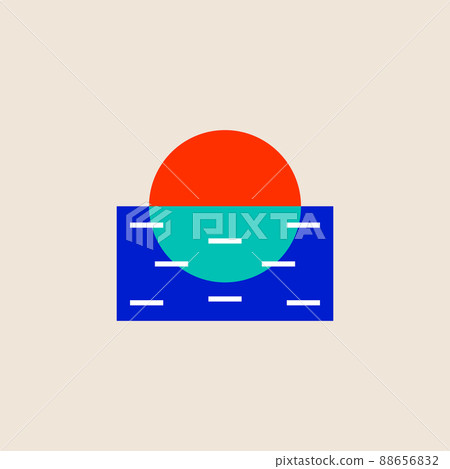 Sun and sea minimal geometric simple logo 88656832