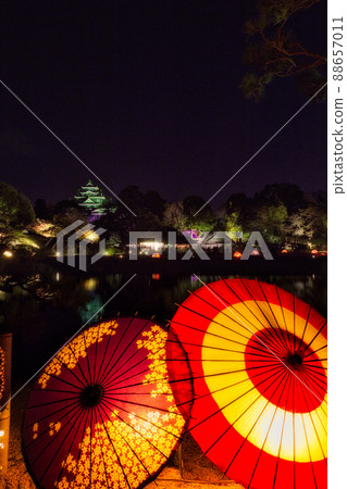 Okayama Korakuen Autumn Fantasy Garden | Japanese Umbrella Light 88657011