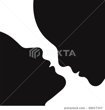 Abstract profiles of two people. Poster with silhouettes of girls 88657347